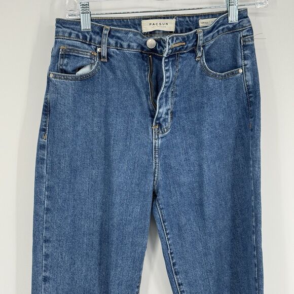 Pacsun Women’s Size 28 HIGH WAISTED STRAIGHT Leg Denim Blue Jeans - Picture 2 of 10
